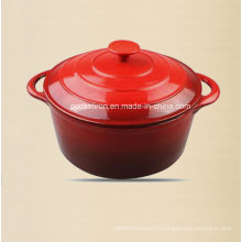 Casserole en fonte d&#39;émaillage ronde avec boutons de fonte 24cm